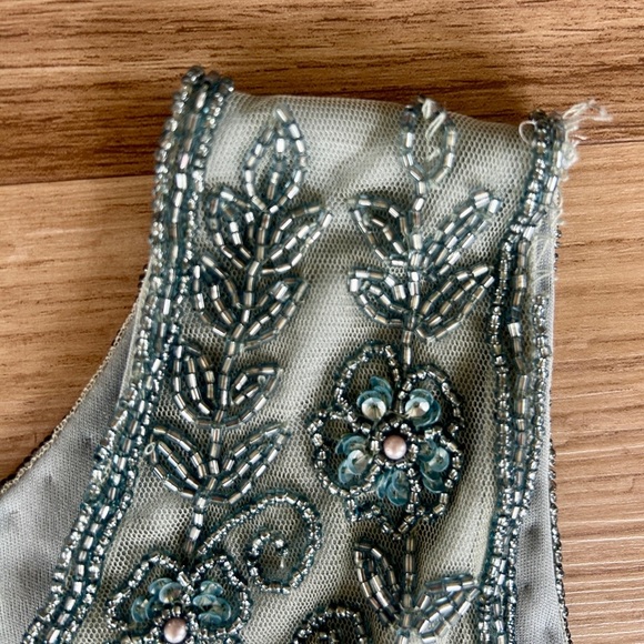 Pisarro Nights Beaded Mesh Gown Size 8 Sleeveless Smoky Gray - Picture 7 of 12